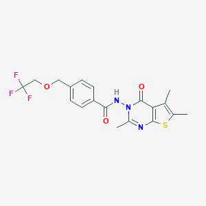 molecular formula C19H18F3N3O3S B456083 4-[(2,2,2-trifluoroethoxy)methyl]-N-(2,5,6-trimethyl-4-oxothieno[2,3-d]pyrimidin-3(4H)-yl)benzamide 