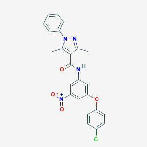 molecular formula C24H19ClN4O4 B456085 N-[3-(4-chlorophenoxy)-5-nitrophenyl]-3,5-dimethyl-1-phenyl-1H-pyrazole-4-carboxamide 