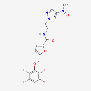 N-[2-(4-nitro-1H-pyrazol-1-yl)ethyl]-5-[(2,3,5,6-tetrafluorophenoxy)methyl]-2-furamide