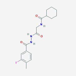 molecular formula C17H22IN3O3 B4560857 N-{2-[2-(3-iodo-4-methylbenzoyl)hydrazino]-2-oxoethyl}cyclohexanecarboxamide 