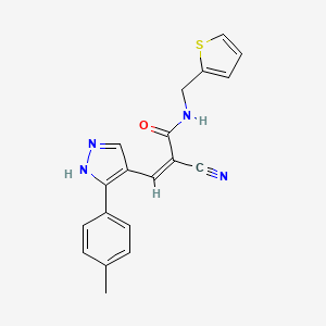 molecular formula C19H16N4OS B4560869 2-cyano-3-[3-(4-methylphenyl)-1H-pyrazol-4-yl]-N-(2-thienylmethyl)acrylamide 