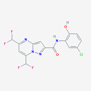 molecular formula C15H9ClF4N4O2 B456089 N-(5-chloro-2-hydroxyphenyl)-5,7-bis(difluoromethyl)pyrazolo[1,5-a]pyrimidine-2-carboxamide 