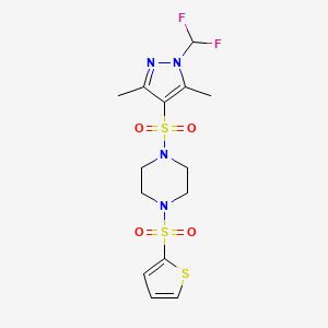 molecular formula C14H18F2N4O4S3 B4560997 1-{[1-(difluoromethyl)-3,5-dimethyl-1H-pyrazol-4-yl]sulfonyl}-4-(2-thienylsulfonyl)piperazine 