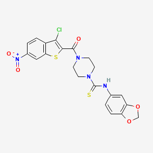 molecular formula C21H17ClN4O5S2 B4561005 N-1,3-benzodioxol-5-yl-4-[(3-chloro-6-nitro-1-benzothien-2-yl)carbonyl]-1-piperazinecarbothioamide 