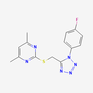 molecular formula C14H13FN6S B4561032 2-({[1-(4-fluorophenyl)-1H-tetrazol-5-yl]methyl}sulfanyl)-4,6-dimethylpyrimidine 