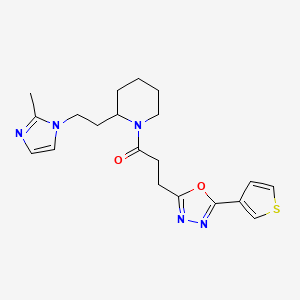 2-[2-(2-methyl-1H-imidazol-1-yl)ethyl]-1-{3-[5-(3-thienyl)-1,3,4-oxadiazol-2-yl]propanoyl}piperidine