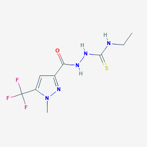 molecular formula C9H12F3N5OS B456104 N-ethyl-2-{[1-methyl-5-(trifluoromethyl)-1H-pyrazol-3-yl]carbonyl}hydrazinecarbothioamide 