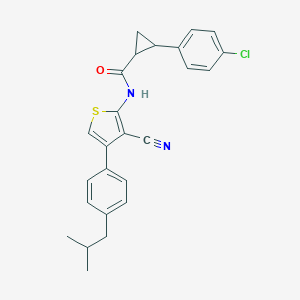 molecular formula C25H23ClN2OS B456105 2-(4-chlorophenyl)-N-[3-cyano-4-(4-isobutylphenyl)-2-thienyl]cyclopropanecarboxamide 