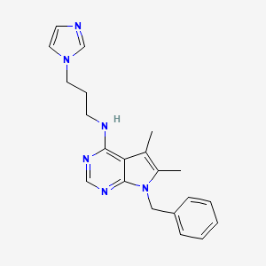 molecular formula C21H24N6 B4561088 7-benzyl-N-[3-(1H-imidazol-1-yl)propyl]-5,6-dimethyl-7H-pyrrolo[2,3-d]pyrimidin-4-amine 