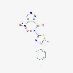 molecular formula C16H15N5O3S B456111 4-nitro-1-methyl-N-[5-methyl-4-(4-methylphenyl)-1,3-thiazol-2-yl]-1H-pyrazole-3-carboxamide 