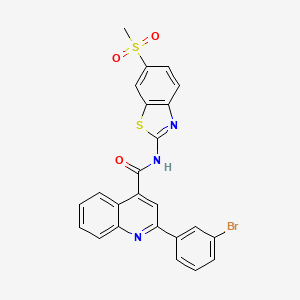 molecular formula C24H16BrN3O3S2 B4561119 2-(3-bromophenyl)-N-[6-(methylsulfonyl)-1,3-benzothiazol-2-yl]-4-quinolinecarboxamide 