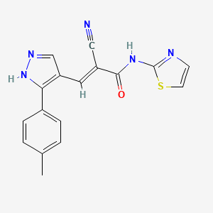 2-cyano-3-[3-(4-methylphenyl)-1H-pyrazol-4-yl]-N-1,3-thiazol-2-ylacrylamide