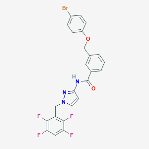 molecular formula C24H16BrF4N3O2 B456122 3-[(4-bromophenoxy)methyl]-N-[1-(2,3,5,6-tetrafluorobenzyl)-1H-pyrazol-3-yl]benzamide 