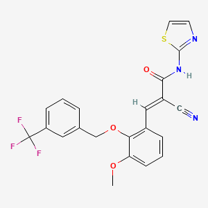 molecular formula C22H16F3N3O3S B4561249 2-cyano-3-(3-methoxy-2-{[3-(trifluoromethyl)benzyl]oxy}phenyl)-N-1,3-thiazol-2-ylacrylamide 