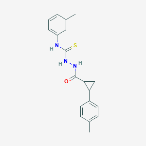molecular formula C19H21N3OS B456126 N-(3-methylphenyl)-2-{[2-(4-methylphenyl)cyclopropyl]carbonyl}hydrazinecarbothioamide 