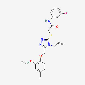 molecular formula C23H25FN4O3S B4561276 2-({5-[(2-ethoxy-4-methylphenoxy)methyl]-4-(prop-2-en-1-yl)-4H-1,2,4-triazol-3-yl}sulfanyl)-N-(3-fluorophenyl)acetamide 