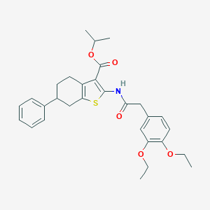 molecular formula C30H35NO5S B456129 Isopropyl 2-{[(3,4-diethoxyphenyl)acetyl]amino}-6-phenyl-4,5,6,7-tetrahydro-1-benzothiophene-3-carboxylate 
