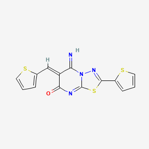 (6Z)-5-imino-2-thiophen-2-yl-6-(thiophen-2-ylmethylidene)-[1,3,4]thiadiazolo[3,2-a]pyrimidin-7-one