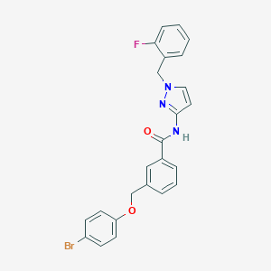 molecular formula C24H19BrFN3O2 B456131 3-[(4-bromophenoxy)methyl]-N-[1-(2-fluorobenzyl)-1H-pyrazol-3-yl]benzamide 