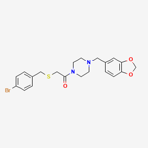 1-(1,3-benzodioxol-5-ylmethyl)-4-{[(4-bromobenzyl)thio]acetyl}piperazine