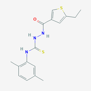 molecular formula C16H19N3OS2 B456132 N-(2,5-dimethylphenyl)-2-[(5-ethyl-3-thienyl)carbonyl]hydrazinecarbothioamide 