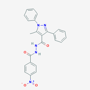 molecular formula C24H19N5O4 B456136 N'-{4-nitrobenzoyl}-5-methyl-1,3-diphenyl-1H-pyrazole-4-carbohydrazide 