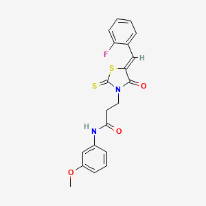 3-[5-(2-fluorobenzylidene)-4-oxo-2-thioxo-1,3-thiazolidin-3-yl]-N-(3-methoxyphenyl)propanamide