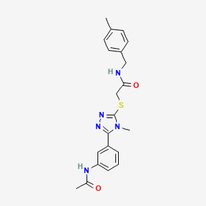 molecular formula C21H23N5O2S B4561408 2-({5-[3-(acetylamino)phenyl]-4-methyl-4H-1,2,4-triazol-3-yl}sulfanyl)-N-(4-methylbenzyl)acetamide 