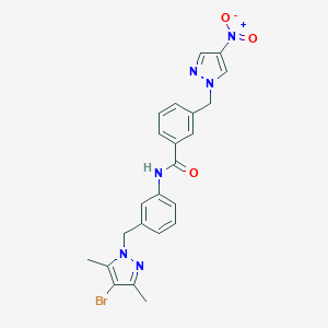 molecular formula C23H21BrN6O3 B456141 N-{3-[(4-bromo-3,5-dimethyl-1H-pyrazol-1-yl)methyl]phenyl}-3-({4-nitro-1H-pyrazol-1-yl}methyl)benzamide 