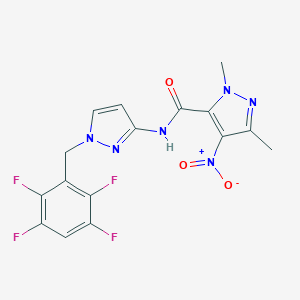 molecular formula C16H12F4N6O3 B456144 4-nitro-1,3-dimethyl-N-[1-(2,3,5,6-tetrafluorobenzyl)-1H-pyrazol-3-yl]-1H-pyrazole-5-carboxamide 