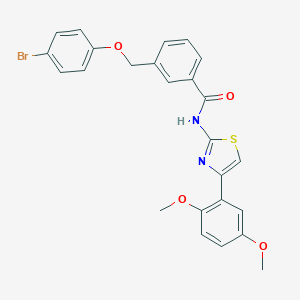 molecular formula C25H21BrN2O4S B456146 3-[(4-bromophenoxy)methyl]-N-[4-(2,5-dimethoxyphenyl)-1,3-thiazol-2-yl]benzamide 