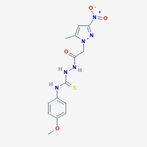 molecular formula C14H16N6O4S B456147 2-({3-nitro-5-methyl-1H-pyrazol-1-yl}acetyl)-N-(4-methoxyphenyl)hydrazinecarbothioamide 
