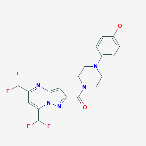 molecular formula C20H19F4N5O2 B456152 5,7-Bis(difluoromethyl)-2-{[4-(4-methoxyphenyl)-1-piperazinyl]carbonyl}pyrazolo[1,5-a]pyrimidine 