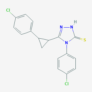 molecular formula C17H13Cl2N3S B456153 4-(4-chlorophenyl)-5-[2-(4-chlorophenyl)cyclopropyl]-4H-1,2,4-triazol-3-yl hydrosulfide 