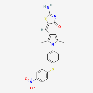 molecular formula C22H18N4O3S2 B4561565 5-[(2,5-dimethyl-1-{4-[(4-nitrophenyl)thio]phenyl}-1H-pyrrol-3-yl)methylene]-2-imino-1,3-thiazolidin-4-one 