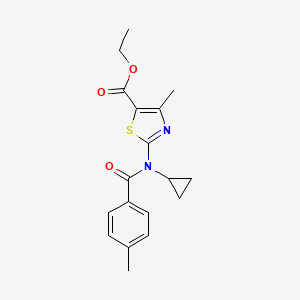 molecular formula C18H20N2O3S B4561571 ethyl 2-[cyclopropyl(4-methylbenzoyl)amino]-4-methyl-1,3-thiazole-5-carboxylate 