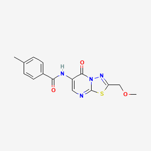 molecular formula C15H14N4O3S B4561572 N-[2-(methoxymethyl)-5-oxo-5H-[1,3,4]thiadiazolo[3,2-a]pyrimidin-6-yl]-4-methylbenzamide 