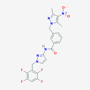 3-({4-nitro-3,5-dimethyl-1H-pyrazol-1-yl}methyl)-N-[1-(2,3,5,6-tetrafluorobenzyl)-1H-pyrazol-3-yl]benzamide