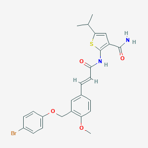 molecular formula C25H25BrN2O4S B456162 2-[(3-{3-[(4-Bromophenoxy)methyl]-4-methoxyphenyl}acryloyl)amino]-5-isopropyl-3-thiophenecarboxamide 