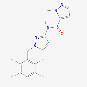 molecular formula C15H11F4N5O B456163 1-methyl-N-[1-(2,3,5,6-tetrafluorobenzyl)-1H-pyrazol-3-yl]-1H-pyrazole-5-carboxamide 