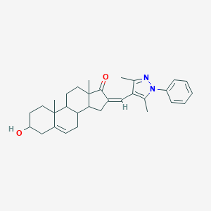 molecular formula C31H38N2O2 B456165 16-[(3,5-dimethyl-1-phenyl-1H-pyrazol-4-yl)methylene]-3-hydroxy-10,13-dimethyl-1,2,3,4,7,8,9,10,11,12,13,14,15,16-tetradecahydro-17H-cyclopenta[a]phenanthren-17-one 