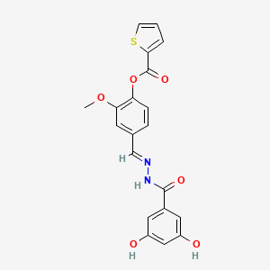 4-[2-(3,5-dihydroxybenzoyl)carbonohydrazonoyl]-2-methoxyphenyl 2-thiophenecarboxylate