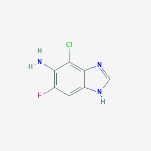 molecular formula C7H5ClFN3 B045617 4-Chloro-6-fluoro-1H-benzo[d]imidazol-5-amine CAS No. 117275-51-1