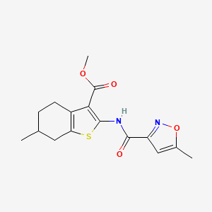 molecular formula C16H18N2O4S B4561702 Methyl 6-methyl-2-{[(5-methyl-1,2-oxazol-3-yl)carbonyl]amino}-4,5,6,7-tetrahydro-1-benzothiophene-3-carboxylate 