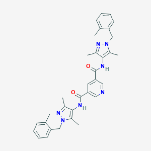 molecular formula C33H35N7O2 B456172 N~3~,N~5~-bis[3,5-dimethyl-1-(2-methylbenzyl)-1H-pyrazol-4-yl]-3,5-pyridinedicarboxamide 