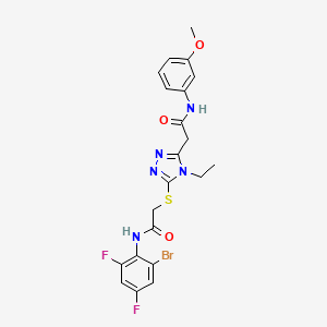 molecular formula C21H20BrF2N5O3S B4561773 2-[5-({2-[(2-bromo-4,6-difluorophenyl)amino]-2-oxoethyl}sulfanyl)-4-ethyl-4H-1,2,4-triazol-3-yl]-N-(3-methoxyphenyl)acetamide 