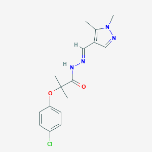 molecular formula C16H19ClN4O2 B456178 2-(4-chlorophenoxy)-N'-[(1,5-dimethyl-1H-pyrazol-4-yl)methylene]-2-methylpropanohydrazide 