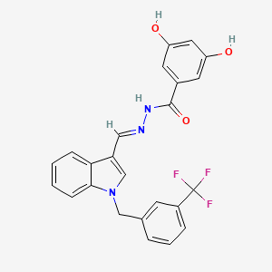 molecular formula C24H18F3N3O3 B4561782 3,5-dihydroxy-N'-({1-[3-(trifluoromethyl)benzyl]-1H-indol-3-yl}methylene)benzohydrazide 