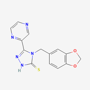 4-(1,3-BENZODIOXOL-5-YLMETHYL)-5-(2-PYRAZINYL)-4H-1,2,4-TRIAZOL-3-YLHYDROSULFIDE