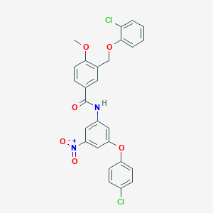 3-[(2-chlorophenoxy)methyl]-N-[3-(4-chlorophenoxy)-5-nitrophenyl]-4-methoxybenzamide
